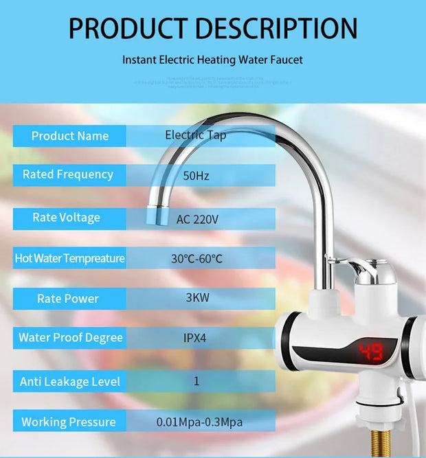 Instant electric geyser with digital display